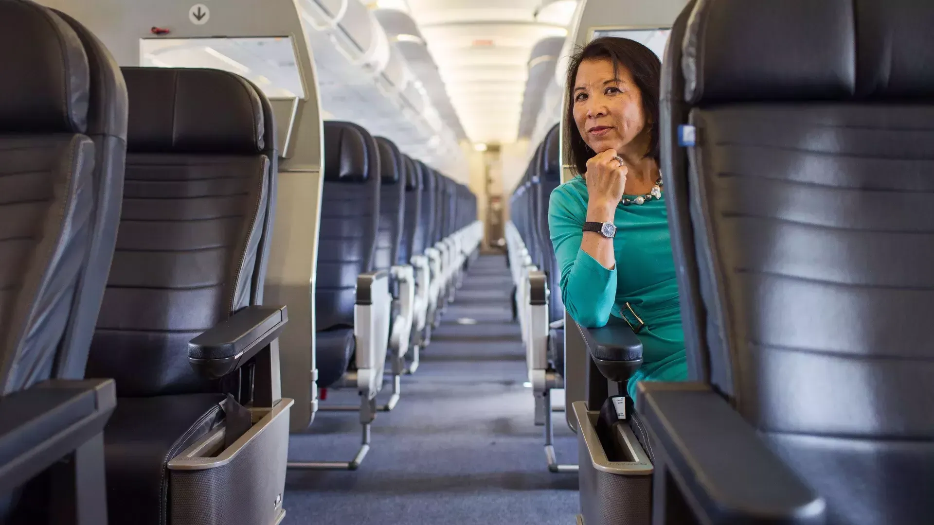 Melinda Yee Franklin assise dans un avion