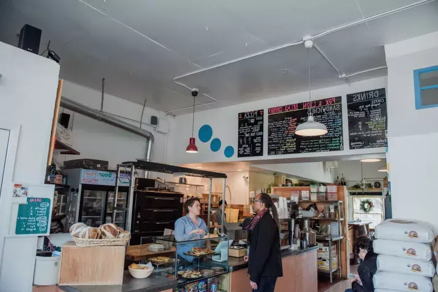 Ron Moultrie Saunders in a bakery.